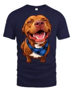 Happy Smiling Dog Graphic Tshirt Cute Pet Lover Style Vibes - navy t-shirt on white background
