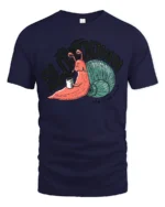 Slow Down Funny Snail Graphic Tshirt Life Humor Relax Style - navy t-shirt on white background