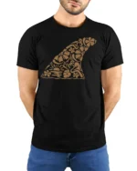 Floral Ocean Wave Graphic Tshirt Tropical Beach Nature Style - model wearing black tee with hands behind back