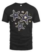 Retro Starfish Ocean Aesthetic Coastal Beach Graphic Tee - black t-shirt on white background