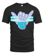Kite Surf Shaka Hand Sign Ocean Adventure Graphic Tee - black t-shirt on white background