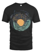 Live Wild Ocean Wave Nature Adventure Artistic Graphic Tee - black t-shirt on white background