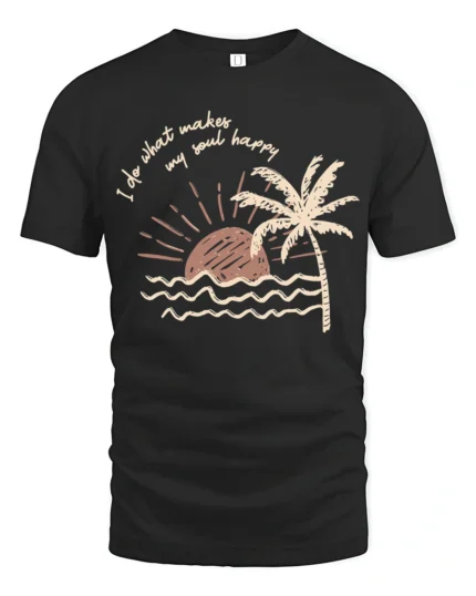 Do What Makes My Soul Happy Beach Sunset Aesthetic Tshirt - black t-shirt on white background