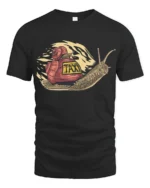 Funny Slow Taxi Snail Humor Cartoon Graphic Tee - black t-shirt on white background