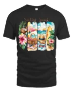 Salty Soul Tropical Beach Picnic Summer Vacation Graphic Tee - black t-shirt on white background