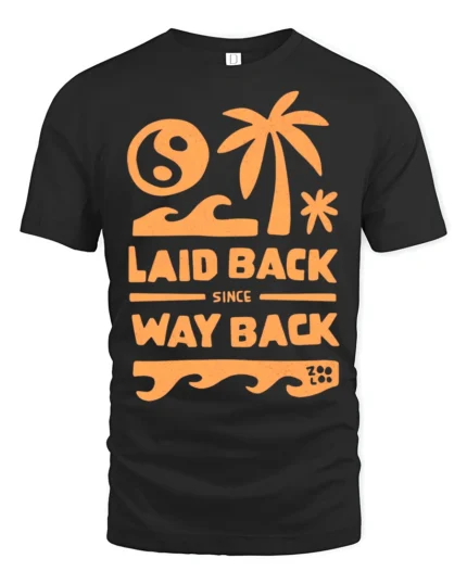 Laid Back Since Way Back Retro Beach Chill Vibes Graphic Tee - black t-shirt on white background
