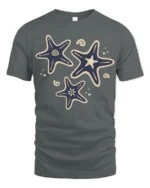 Retro Starfish Ocean Aesthetic Coastal Beach Graphic Tee - gray t-shirt on white background