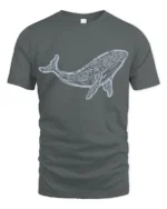 Artistic Tribal Whale Ocean Nature Inspired Graphic Tee - gray t-shirt on white background
