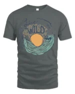 Live Wild Ocean Wave Nature Adventure Artistic Graphic Tee - gray t-shirt on white background