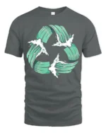 Ocean Wave Circle Symbol Surf Style Minimal Graphic Tee - gray t-shirt on white background