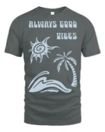 Always Good Vibes Retro Beach Wave Positive Graphic Tee - gray t-shirt on white background