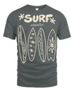 Surf Club Retro Surfboards Beach Lifestyle Graphic Tee - gray t-shirt on white background