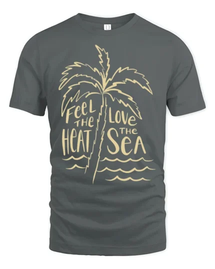 Feel The Heat Love The Sea Tropical Beach Summer Graphic Tee - gray t-shirt on white background