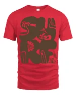 Retro Surf Art Abstract Beach Aesthetic Minimal Graphic Tee - red t-shirt on white background