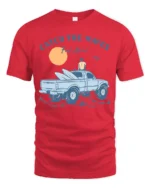 Catch The Waves Surf Truck Beach Adventure Vintage Graphic Tee - red t-shirt on white background