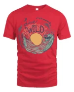 Live Wild Ocean Wave Nature Adventure Artistic Graphic Tee - red t-shirt on white background