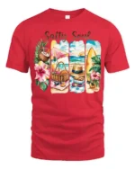 Salty Soul Tropical Beach Picnic Summer Vacation Graphic Tee - red t-shirt on white background
