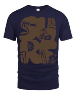 Retro Surf Art Abstract Beach Aesthetic Minimal Graphic Tee - navy t-shirt on white background