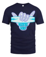 Kite Surf Shaka Hand Sign Ocean Adventure Graphic Tee - navy t-shirt on white background