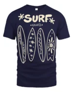 Surf Club Retro Surfboards Beach Lifestyle Graphic Tee - navy t-shirt on white background