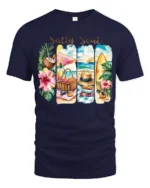 Salty Soul Tropical Beach Picnic Summer Vacation Graphic Tee - navy t-shirt on white background