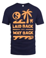 Laid Back Since Way Back Retro Beach Chill Vibes Graphic Tee - navy t-shirt on white background