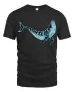 Monterey Bay Whale Ocean Coastal Travel Graphic Tee Tshirt - black t-shirt on white background