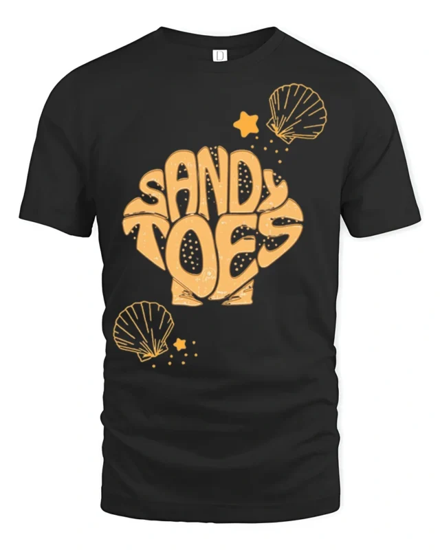 Sandy Toes Beach Vacation Summer Graphic Tee Tshirt Style - black t-shirt on white background