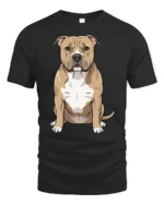 Cute Pit Bull Dog Lover Cartoon Pet Graphic Tee Tshirt Style - black t-shirt on white background