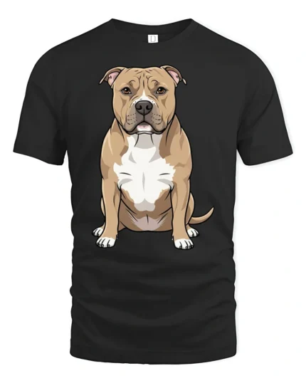 Cute Pit Bull Dog Lover Cartoon Pet Graphic Tee Tshirt Style - black t-shirt on white background
