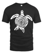 Tribal Sea Turtle Ocean Animal Symbol Graphic Tee Tshirt - black t-shirt on white background