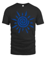 Spiral Sun Symbol Minimalist Abstract Graphic Tee Tshirt Style - black t-shirt on white background