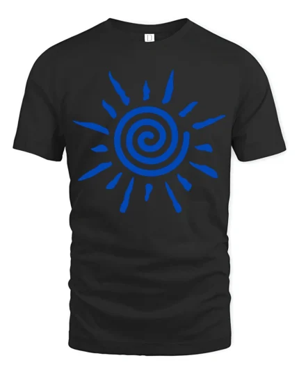 Spiral Sun Symbol Minimalist Abstract Graphic Tee Tshirt Style - black t-shirt on white background