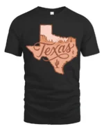 Vintage Texas Desert Landscape Western Style Graphic Tee Tshirt - black t-shirt on white background