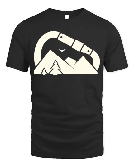 Carabiner Mountain Adventure Outdoor Hiking Graphic Tee Tshirt - black t-shirt on white background