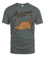 Arizona Desert Sunset Vintage Western Landscape Graphic Tee Tshirt - gray t-shirt on white background