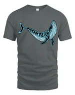 Monterey Bay Whale Ocean Coastal Travel Graphic Tee Tshirt - gray t-shirt on white background