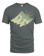 Abstract Mountain Sun Landscape Artistic Nature Graphic Tee Tshirt - gray t-shirt on white background