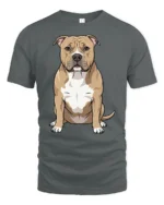 Cute Pit Bull Dog Lover Cartoon Pet Graphic Tee Tshirt Style - gray t-shirt on white background