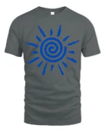 Spiral Sun Symbol Minimalist Abstract Graphic Tee Tshirt Style - gray t-shirt on white background