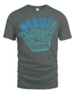 Maui Shaka Hand Hawaiian Surf Culture Graphic Tee Tshirt - gray t-shirt on white background