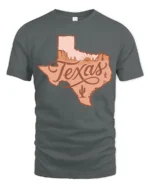 Vintage Texas Desert Landscape Western Style Graphic Tee Tshirt - gray t-shirt on white background