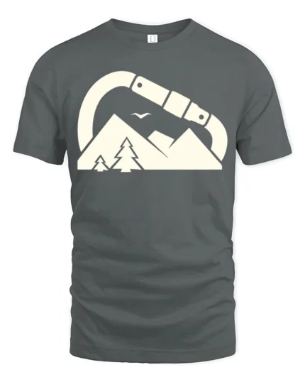 Carabiner Mountain Adventure Outdoor Hiking Graphic Tee Tshirt - gray t-shirt on white background