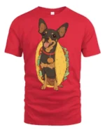 Funny Chihuahua Taco Lover Cute Food Graphic Tee Tshirt - red t-shirt on white background