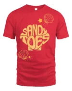 Sandy Toes Beach Vacation Summer Graphic Tee Tshirt Style - red t-shirt on white background