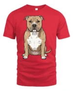Cute Pit Bull Dog Lover Cartoon Pet Graphic Tee Tshirt Style - red t-shirt on white background