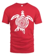 Tribal Sea Turtle Ocean Animal Symbol Graphic Tee Tshirt - red t-shirt on white background