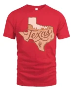 Vintage Texas Desert Landscape Western Style Graphic Tee Tshirt - red t-shirt on white background
