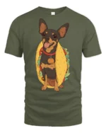 Funny Chihuahua Taco Lover Cute Food Graphic Tee Tshirt - military green t-shirt on white background