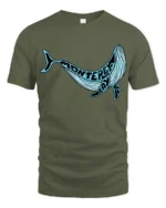 Monterey Bay Whale Ocean Coastal Travel Graphic Tee Tshirt - military green t-shirt on white background
